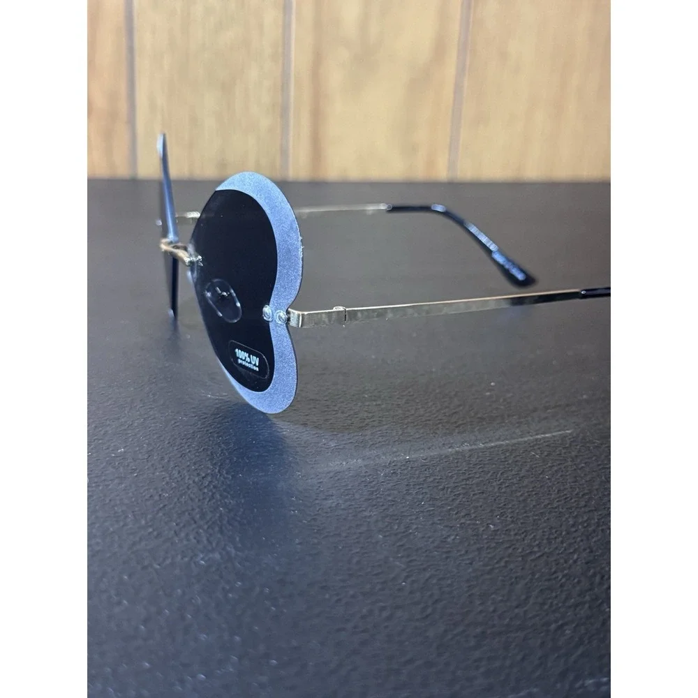 Womens Heart Sunglasses Rimless Tinted Transparent NEW